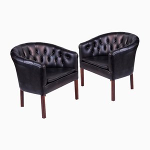 Danish Leather Armchairs in the style of Kaare Klint, Set of 2
