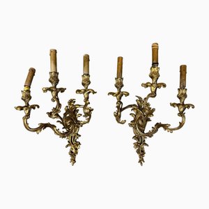 Apliques estilo Luis XV de bronce, años 50. Juego de 2
