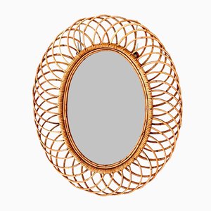 Oval Mirror in Bamboo attributed to Franco Albini, 1960s