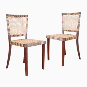 Raffia Dining Chairs by Jan Vanek for PMB, 1930s, Set of 2
