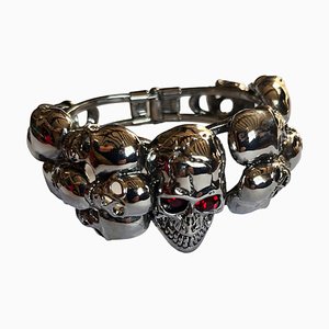 18 Skulls Silver Tone Statement Hinged Bracelet from Butler and Wilson