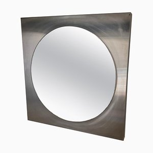 Silver Color Wall Miror in Aluminium and Glass, France, 1970s