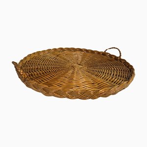 Vintage Rattan Platter with an Patina France, 1970s