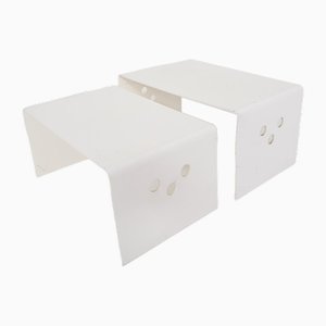 White Plastic Nesting Tables, 1970s, Set of 2