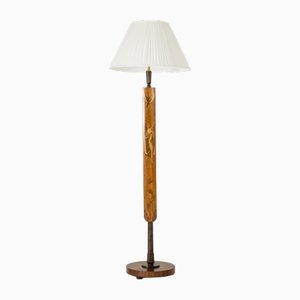Moderne schwedische Stehlampe von Mjölby Intarsia, 1930er
