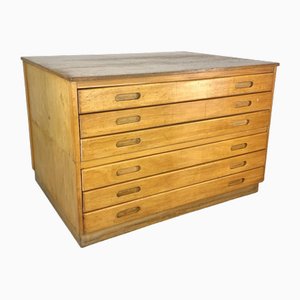 Mid-Century Plan Chest with Inset Handles