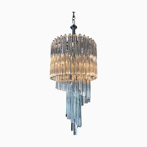 Large Mid-Century Glass Rod Spiral Chandelier from Venini, 1980s