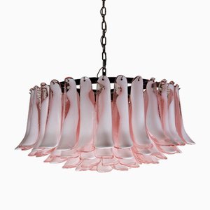 Lámparas de araña de cristal de Murano en rosa, años 90. Juego de 2