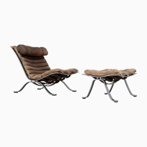 Ari Armchair and Ottoman by Arne Norell for Norell Möbel, 1960s, Set of 2