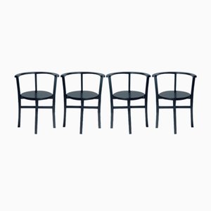 Black Oak Dining Chairs, Fomer Czechoslovakia 1930s, Set of 4