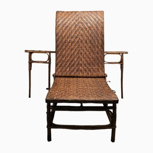 Geschwungener Sessel aus Holz & Rattan, 1940er