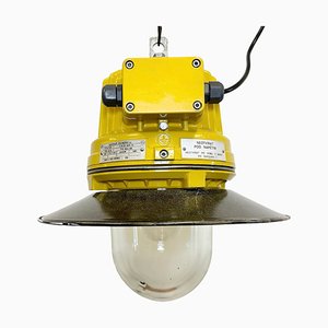 Industrial Yellow Explosion Proof Lamp with Grey Enameled Shade from Elektrosvit, 1990s