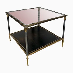 Square Double Top Coffee Table in Bronze from Maison Charles, 1950s
