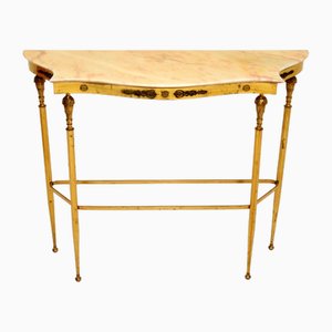Antique French Brass and Marble Console Table, 1920s