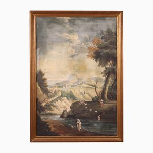 Grande paesaggio, tempera su carta, 1780, con cornice