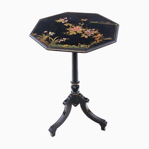 19th Century Decorated Black Lacquer Wine Side Table