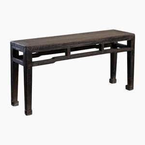 Chinese Elm Bench with Scroll Feet, 1890s