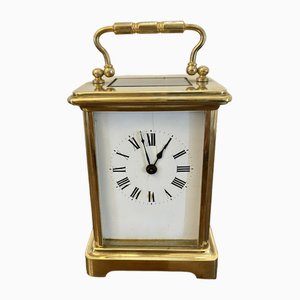 Horloge Carrosse Victorienne Antique en Laiton, 1880s