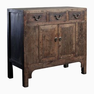 Square Elm Storage Cabinet, 1890s
