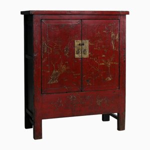 Mid Size Shanxi Red and Gold Cabinet , 1890s