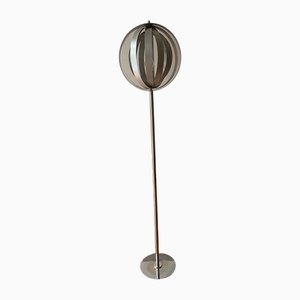 Chromed Metal Floor Lamp with Adjustable Lampshade attributed to Verner Panton, 1970s