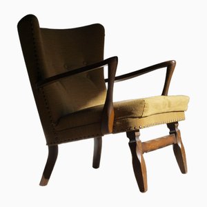 Mid-Century Sessel aus Dunkel gebeizter Eiche im Stil von Viggo Boesen, 1950er
