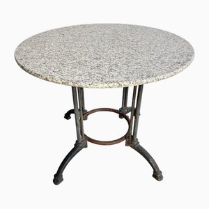 Runder Gartentisch aus Granit mit Metallgestell
