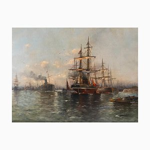 Port Scene, 1900, Oil Painting