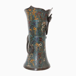 Cloisonne Bronze Vase mit Drachen, China, 1890er