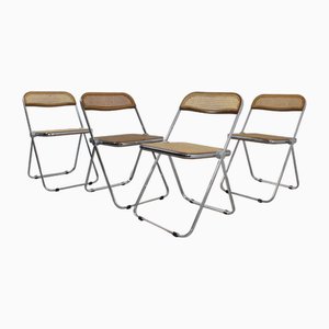 Plia Chairs in Cane by Giancarlo Piretti for Castelli / Anonima Castelli, Set of 4