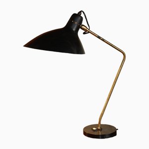 Vintage Bürolampe aus Messing & Schwarz lackiertem Metall, 1950er