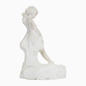 Attilio Prendoni, Italienische Art Deco Skulptur von Kleinem Mädchen, Weißer Marmor, 1920er