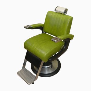 Chaise de Coiffure Vintage Greiner en Chrome Vert Vif