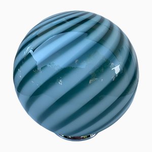 Milchig-grüne Sphere Swirl Tischlampe aus Muranoglas von Simoeng
