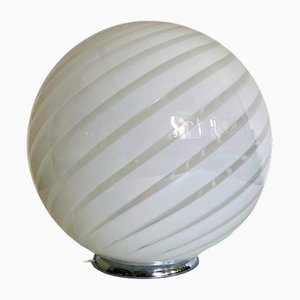 Murano Spiral White Murano Glass Table Lamp by Simoeng
