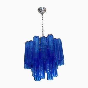 Blauer Tronchi Murano Glas Sputnik Kronleuchter von Simoeng