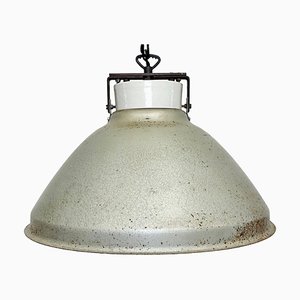 Lampada da fabbrica industriale in metallo grigio, anni '60