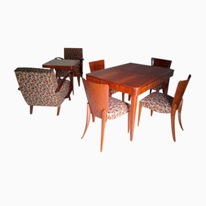 Bistro Tables with Dining and Armchairs by Jindřich Halabala for Up Závody, 1954, Set of 8