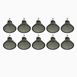 Industrial Ceiling Lamps, 1950s, Set of 10