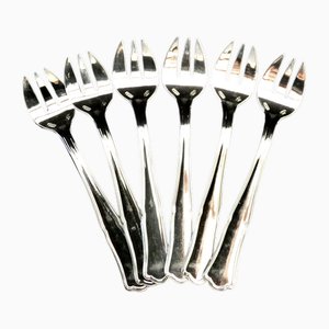 French Oyster Forks in Stainless Steel, 1970s, Set of 6