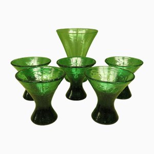 Vasos de soda vintage verdes de Yrjö Rosola, Finlandia, años 30. Juego de 6