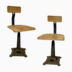 Chaises Industrielles Antiques de Singer, 1900s, Set de 2