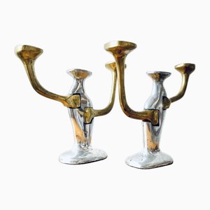 Brutalist Candlesticks by David Marshall, Spain, 1970s, Set of 2