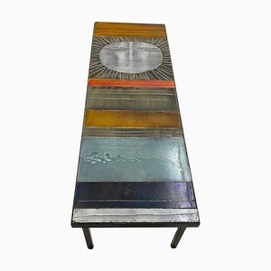 Roger Capron Large Table Au Soleil Steel and Ceramic Tiles Vallauris France, 1960s