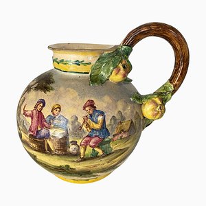 Vaso Faience verde, rosso e giallo con decoro Lille, 1757