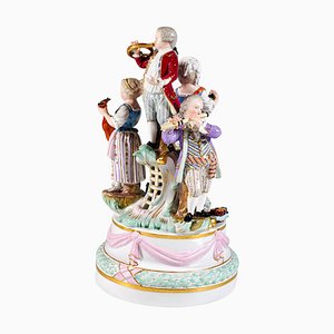 Grupo de 4 niños de jardín que tocan música de porcelana de JJ Kaendler para Meissen, década de 1850