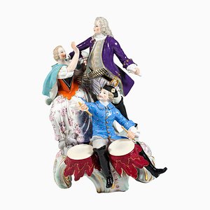 Gruppo Meissen Genre Love con tamburo, attribuito a fe Meyer, Germania 1850