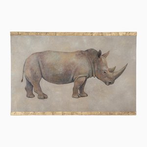 Artiste Français, Rhinocéros, 20ème Siècle, Peinture Sur Toile