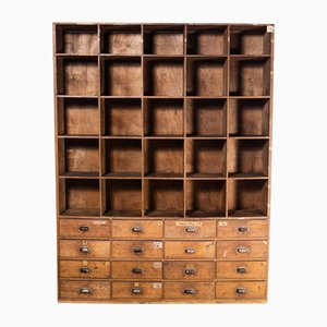Tall Wide French Workshop Cabinet with Sixteen Drawers, 1940s