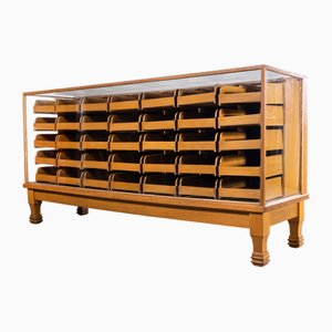 Glass Fronted Haberdashery Cabinet with Thirty Five Drawer, 1950s